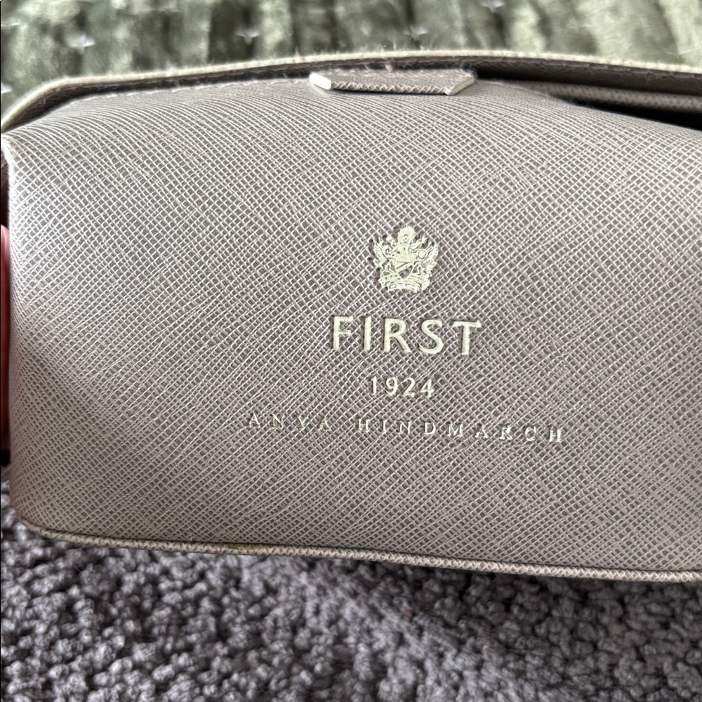 Anya Hindmarch x British Airways Gray Crosshatched Toiletry Kit Gladstone Bag